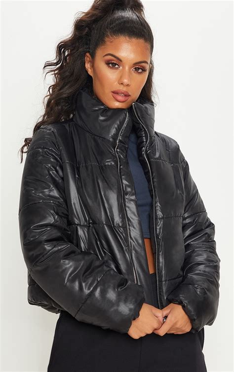 black cropped puffer jacket.